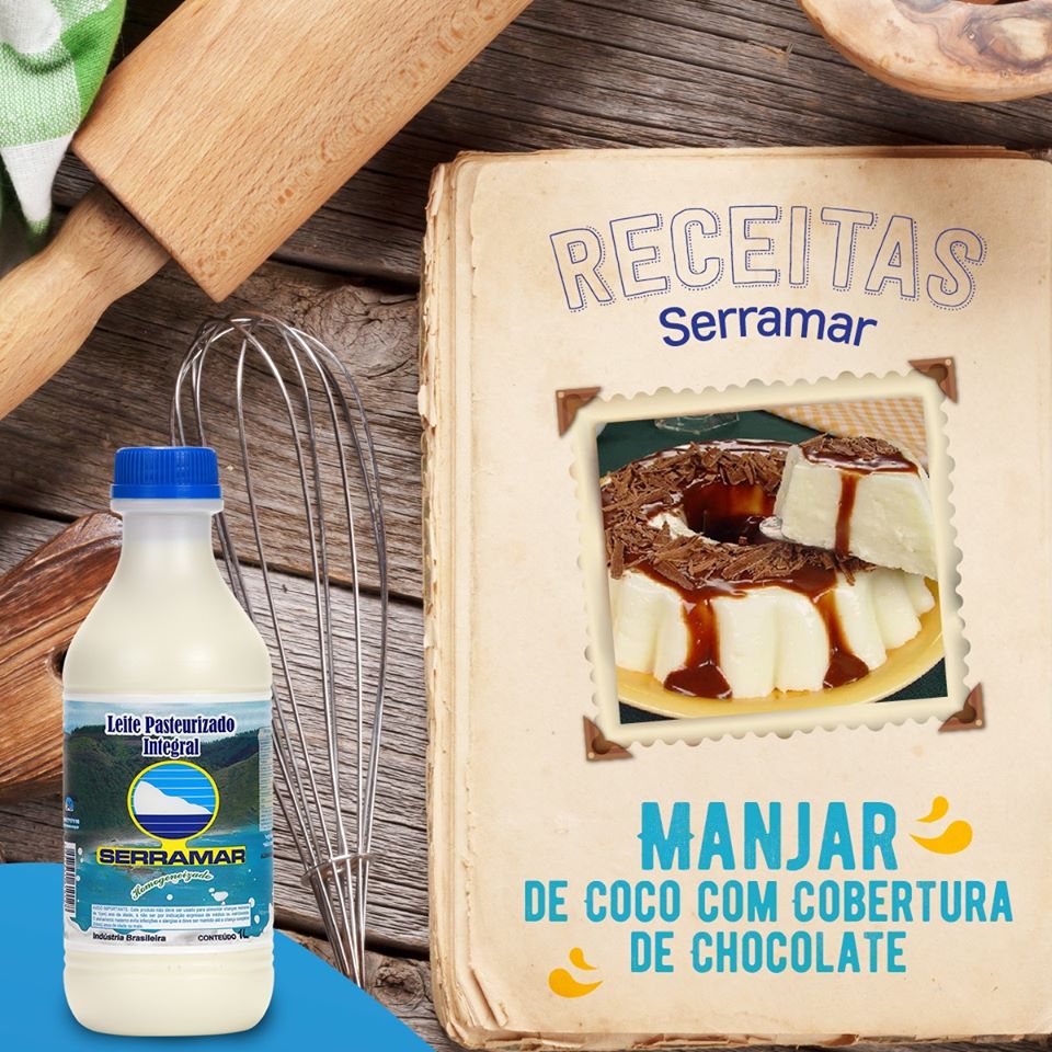 MANJAR DE COCO COM COBERTURA DE CHOCOLATE